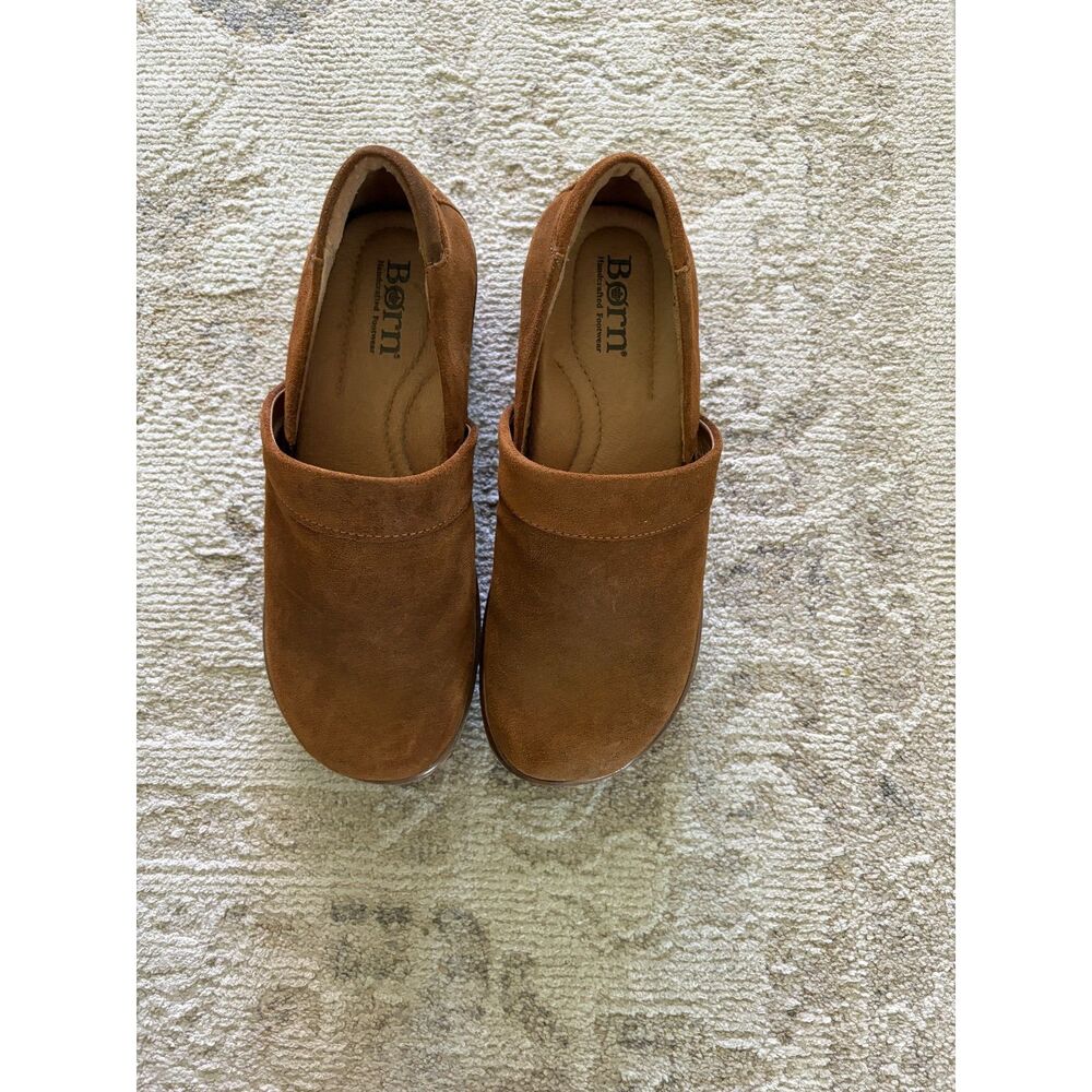 Born Bailie Brown/Tan Suede Slip-on Casual Work Business Clogs - Picture 5 of 7